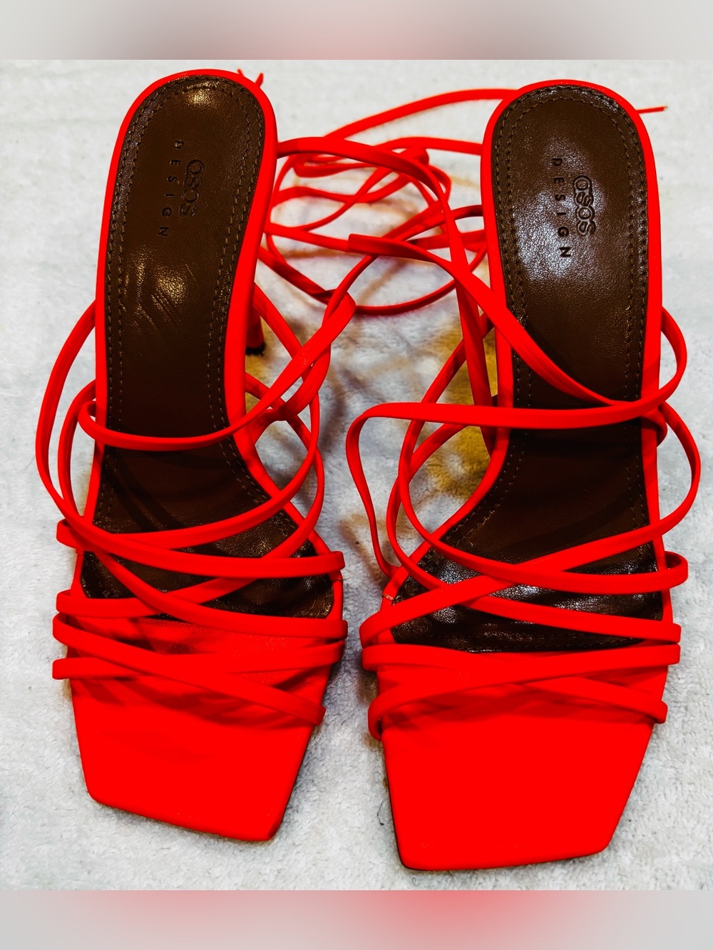 Brand New Neon Orange Heels By Asos Design - Size 6 - Heel 4 Inches - box 87